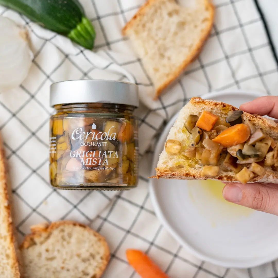 conserva grigliata mista in olio extravergine di oliva oleificio cericola dettaglio