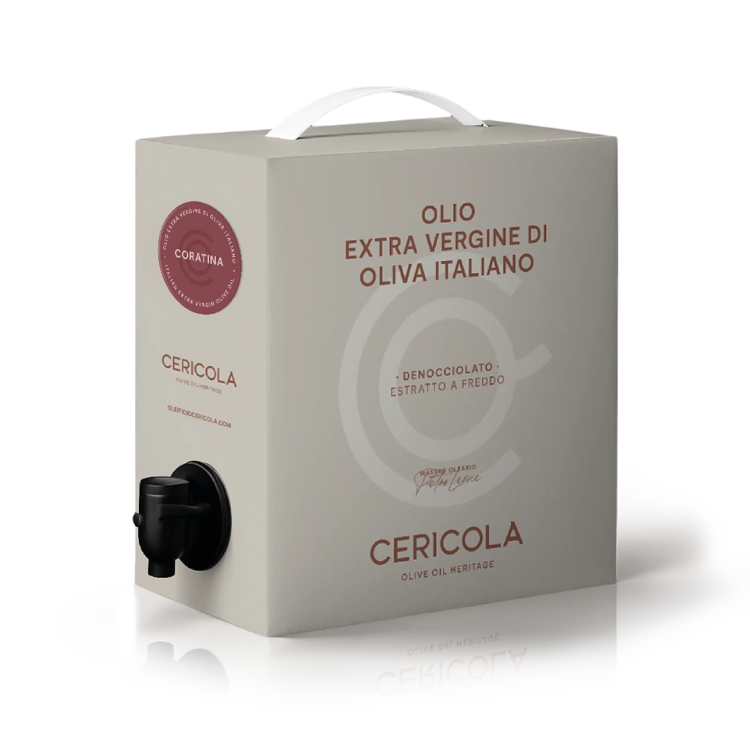 olio extravergine di oliva coratina monocultivar denocciolato a freddo bag in box 1l oleificio cericola