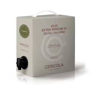 olio extravergine di oliva superintensivo coriana denocciolato a freddo monocultivar bag in box 1l oleificio cericola